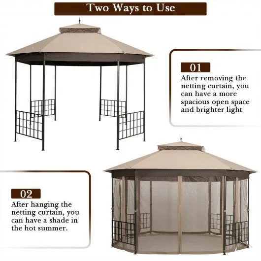 10’x 12’ Octagonal Patio Gazebo-Brown