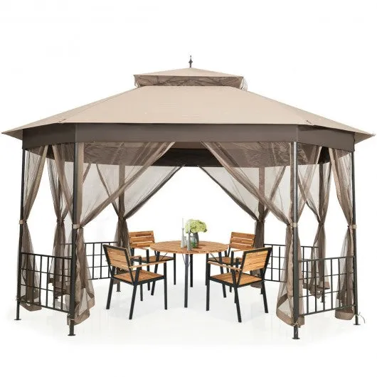 10’x 12’ Octagonal Patio Gazebo-Brown