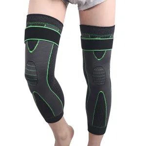 1pair Extra Long Sports Compression Leg Sleeves with Elastic Straps for Basketball Football