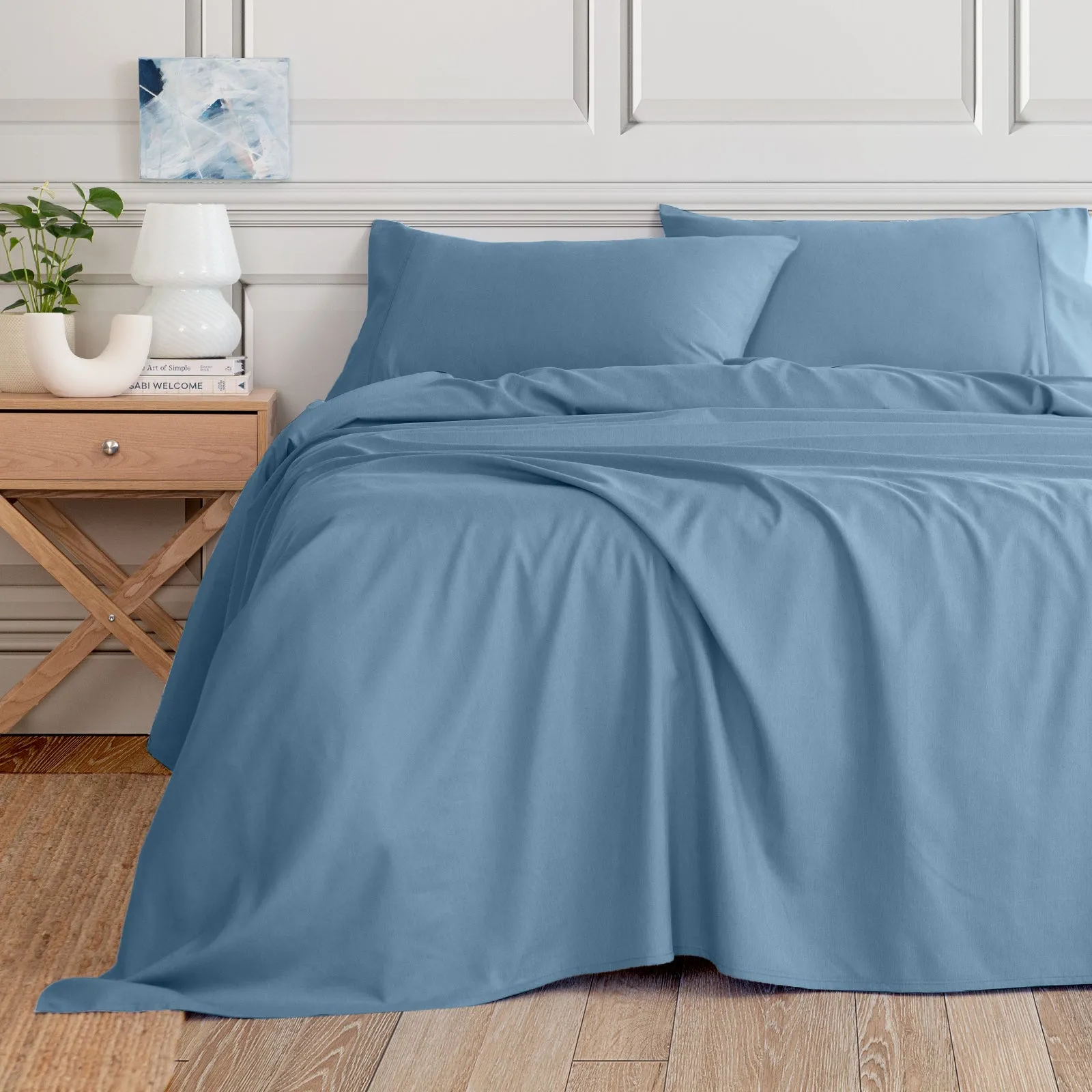 3000 Thread Count Bamboo Cooling Sheet Set | Queen | Denim