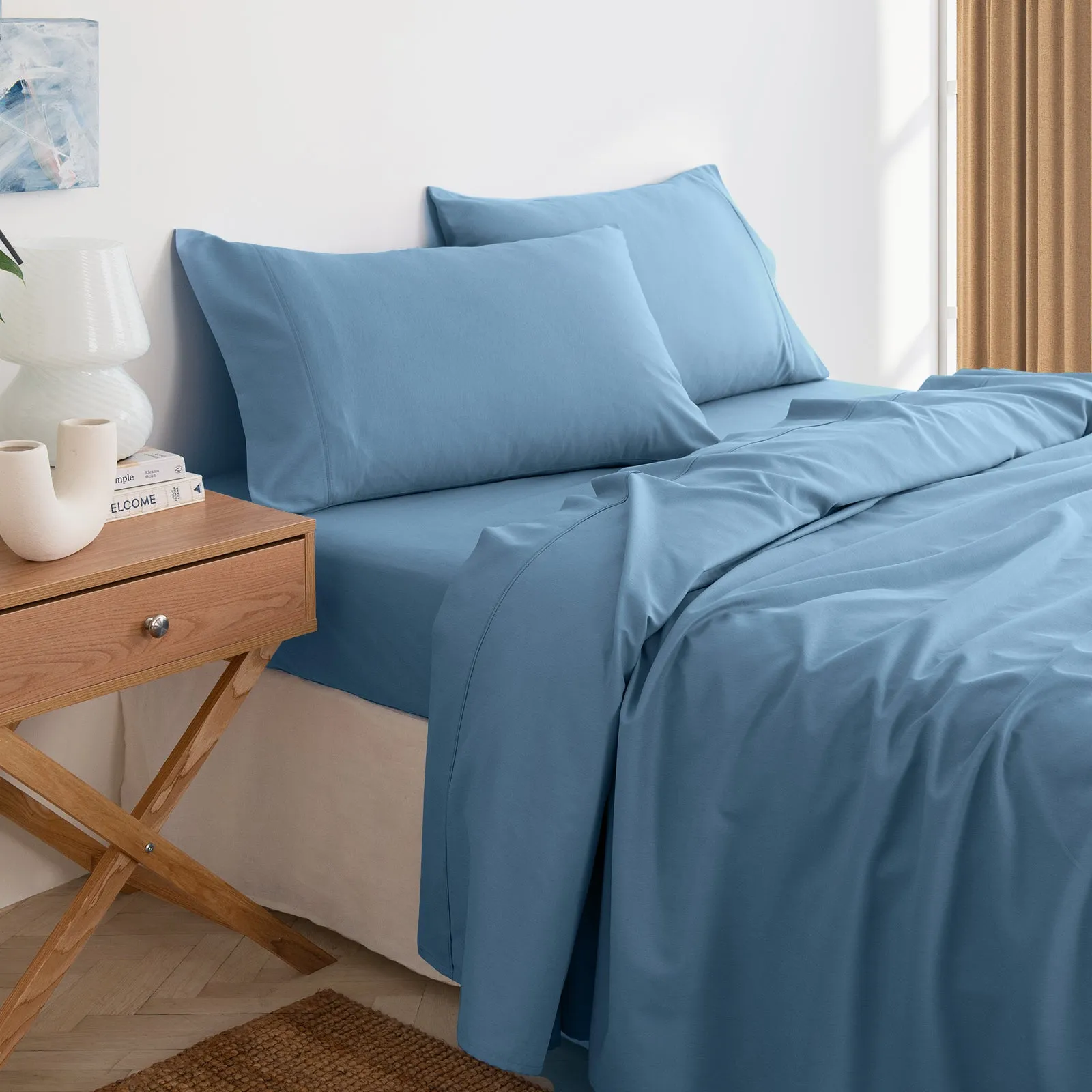 3000 Thread Count Bamboo Cooling Sheet Set | Queen | Denim
