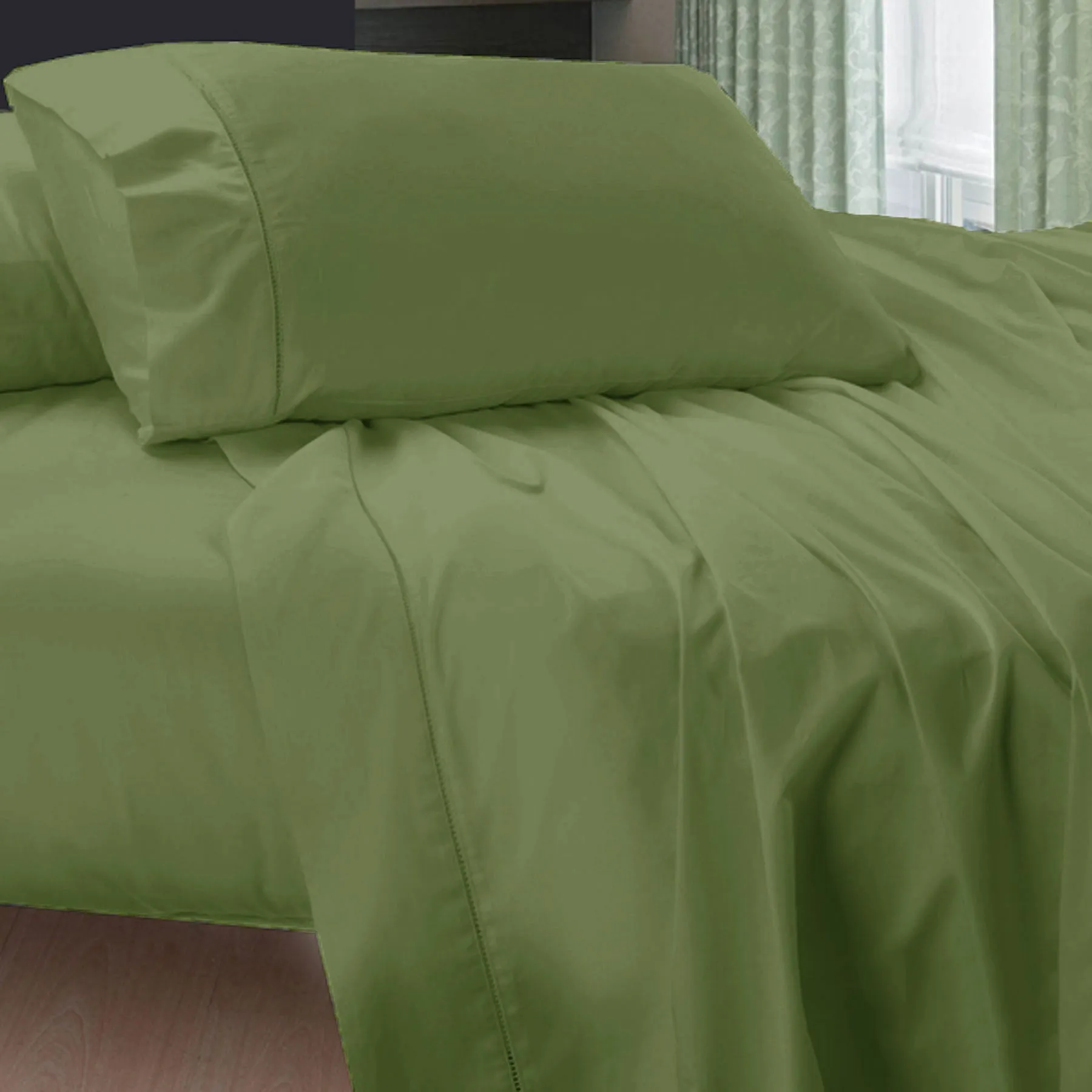 400TC Egyptian Cotton Sheet Set | Aloe Green | Double