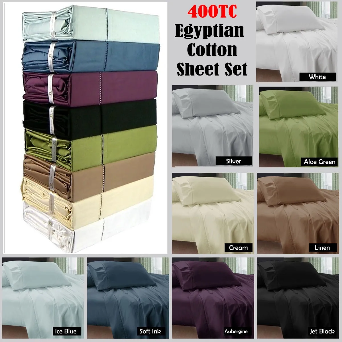400TC Egyptian Cotton Sheet Set | Aloe Green | Double