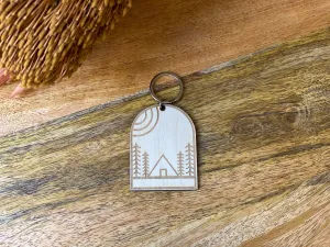 A frame Arch Engraved Wood Keychain