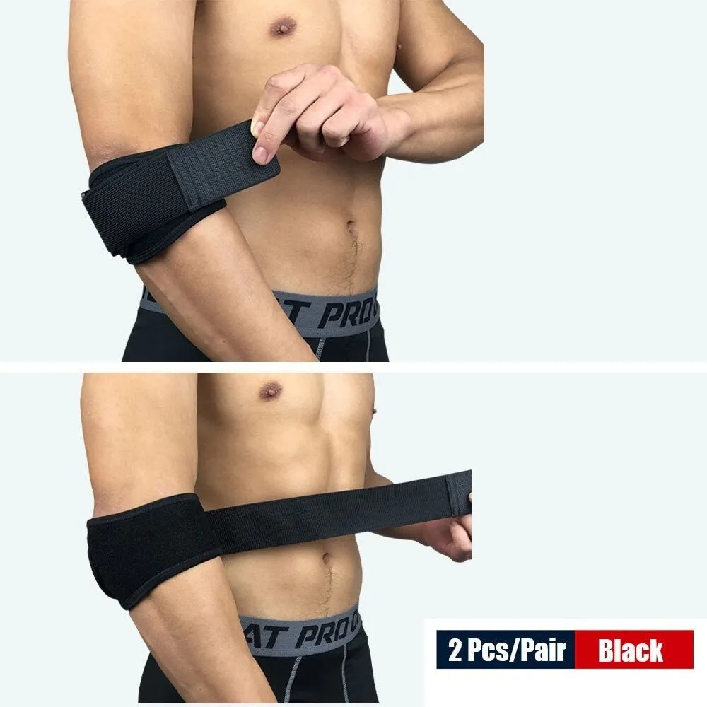 Adjustable Sports Compression Elbow Brace Straps with Gel Pad for Tennis Golfer Relieve