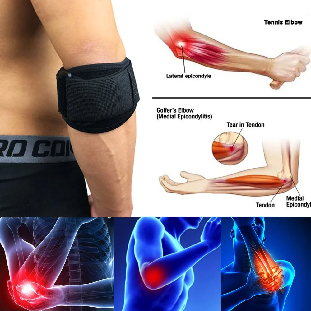 Adjustable Sports Compression Elbow Brace Straps with Gel Pad for Tennis Golfer Relieve