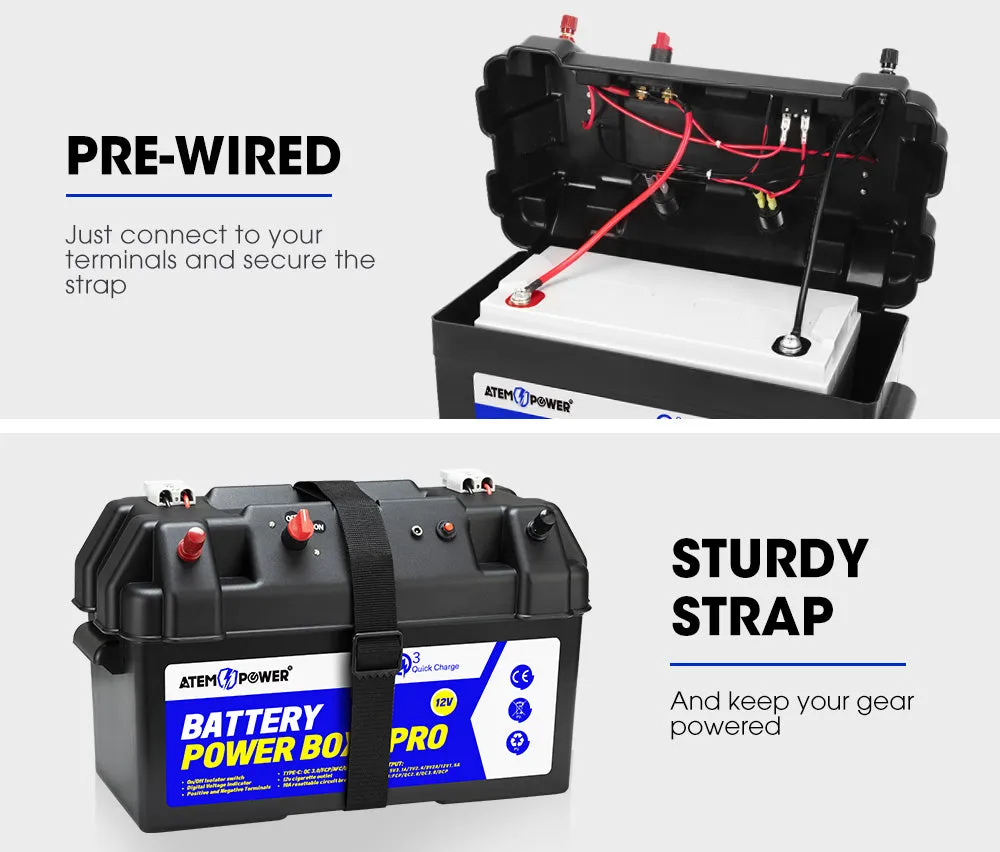 Atem Power 135Ah 12V AGM Deep Cycle Battery Portable   12V Battery Box Type C