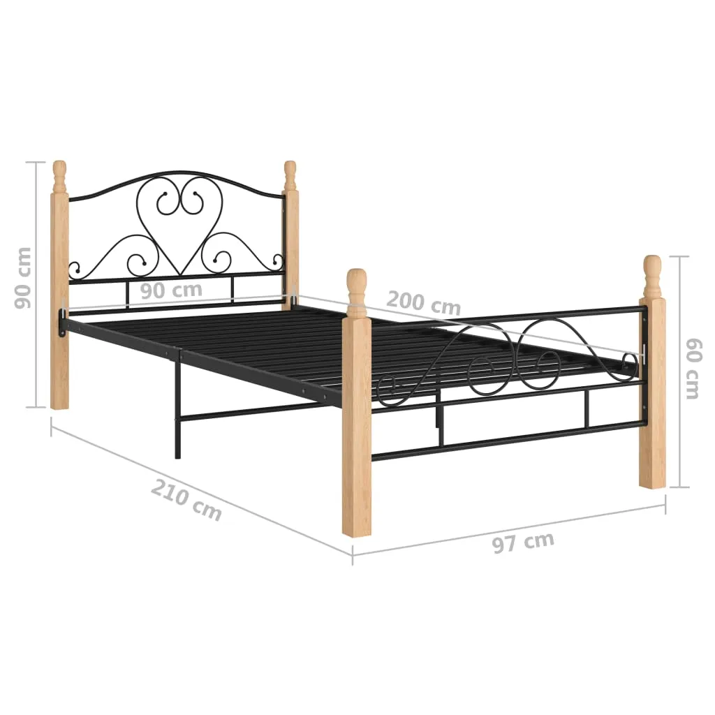 Bed Frame Black Metal 90x200 cm