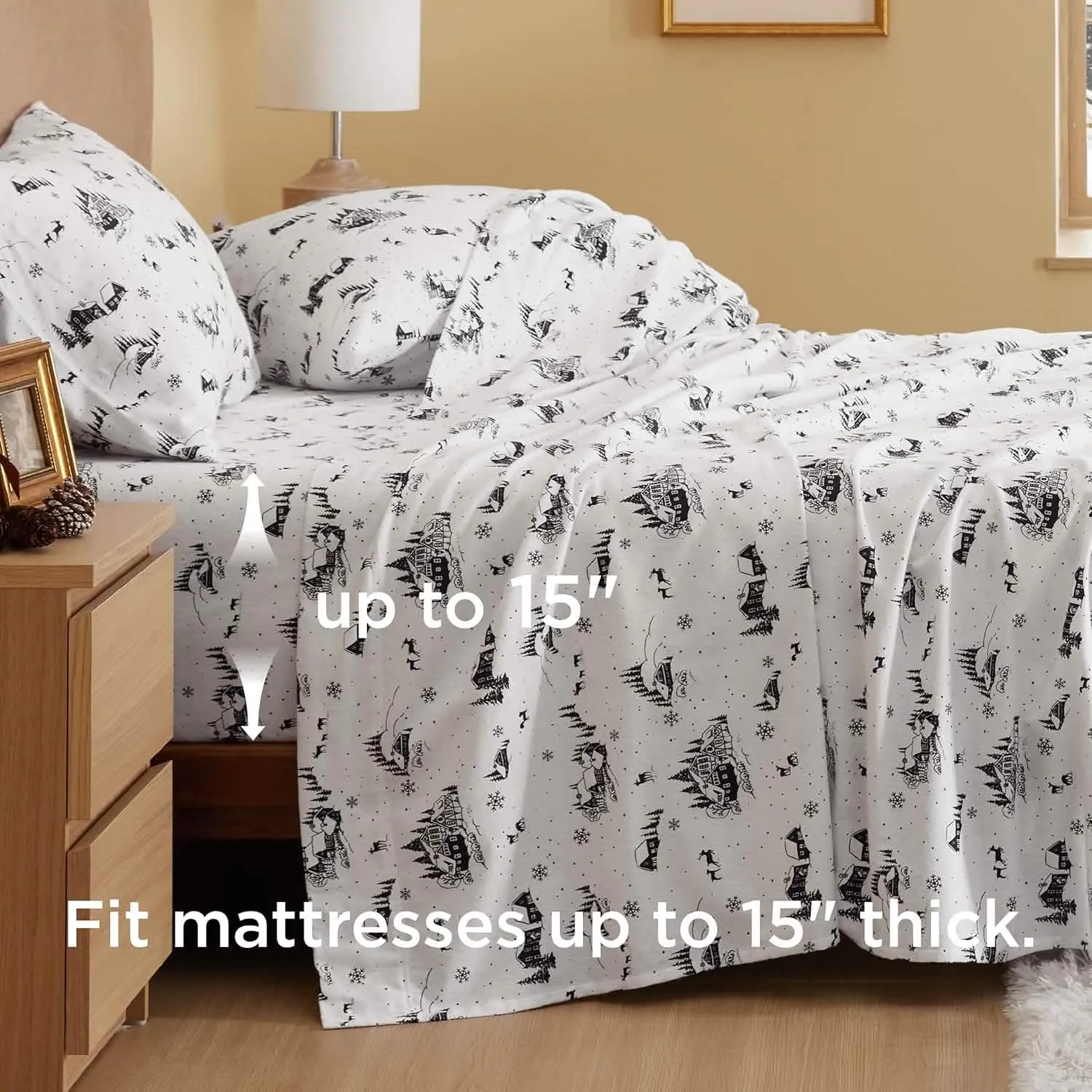 Bedsure 100% Cotton Flannel Sheets Black