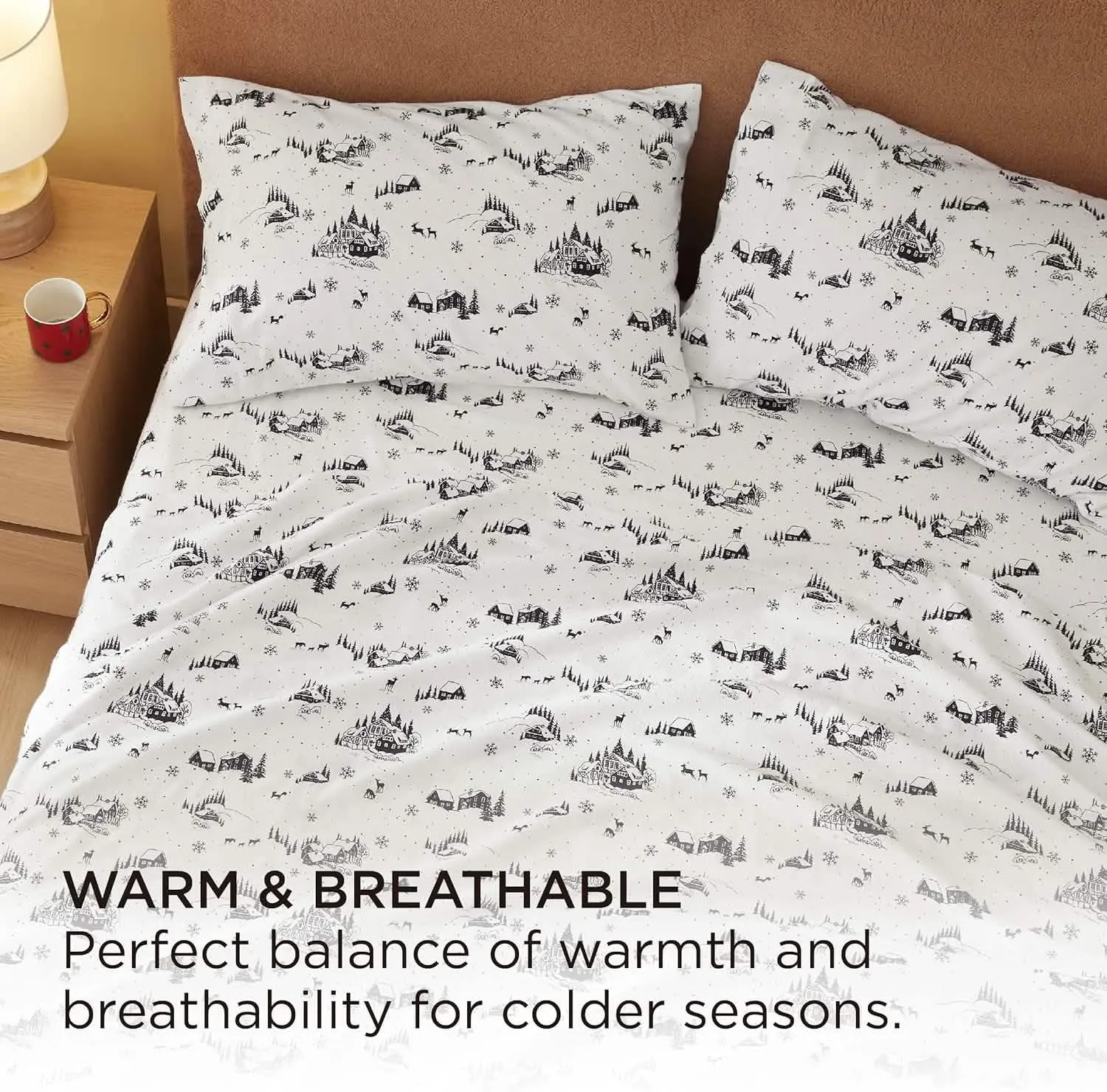 Bedsure 100% Cotton Flannel Sheets Black