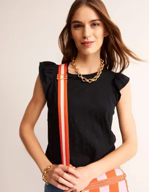 Cotton Flutter Top-Black