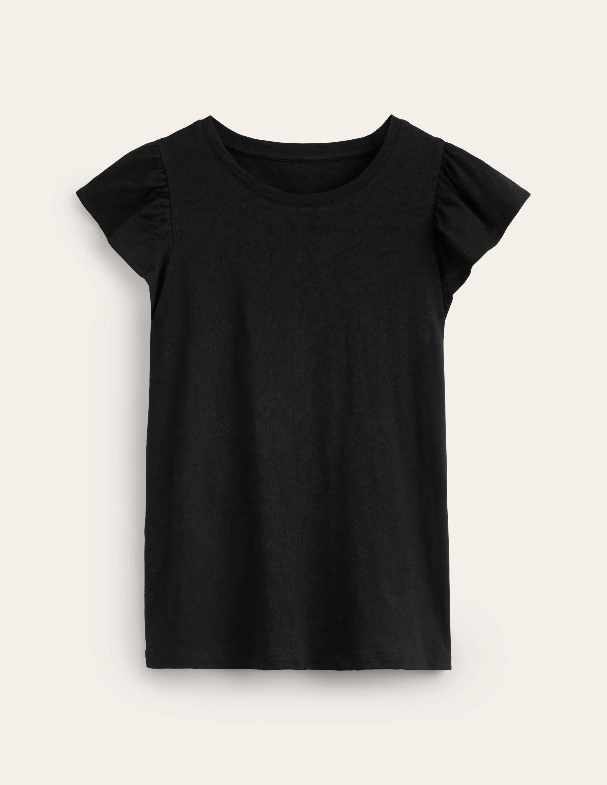 Cotton Flutter Top-Black