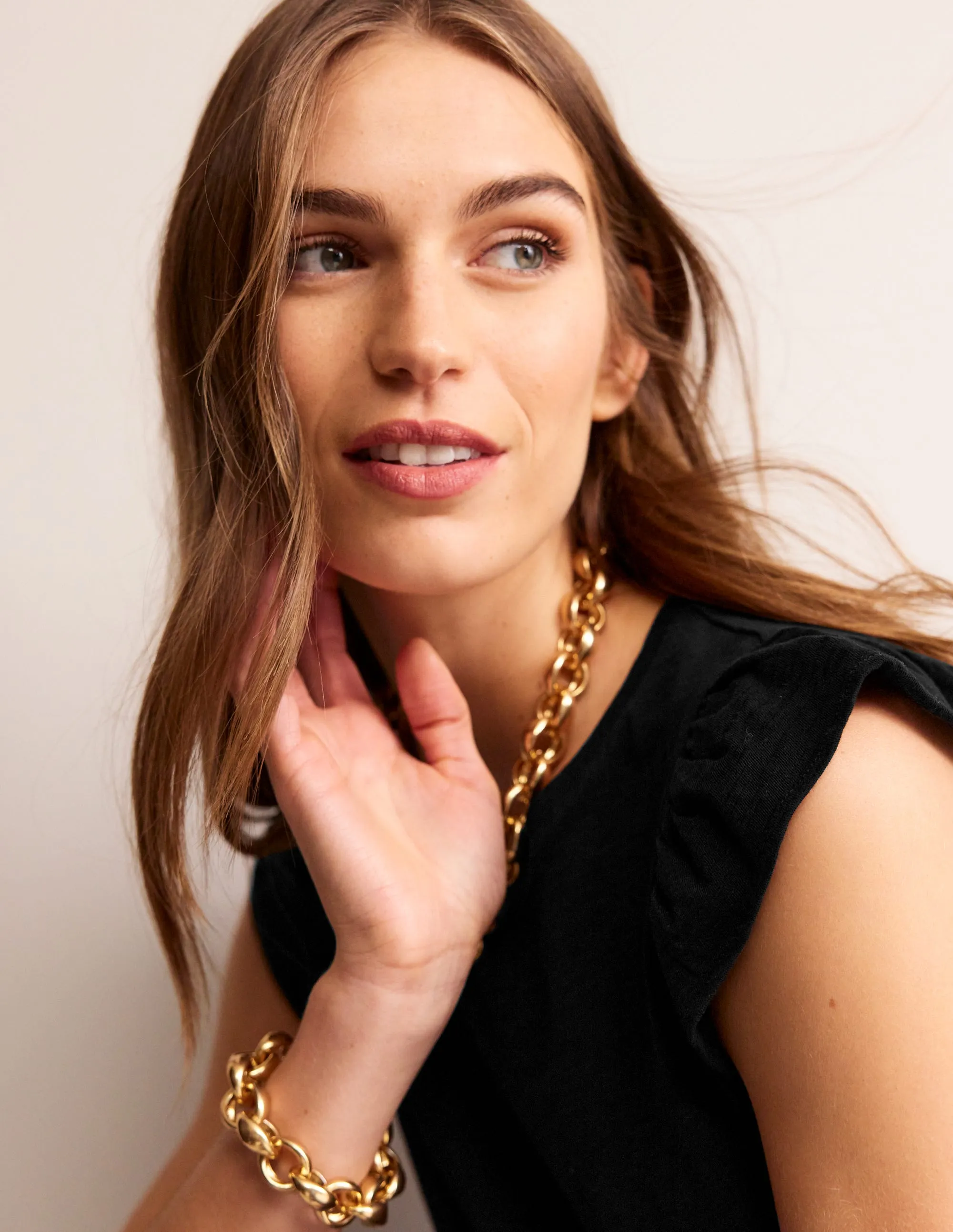 Cotton Flutter Top-Black