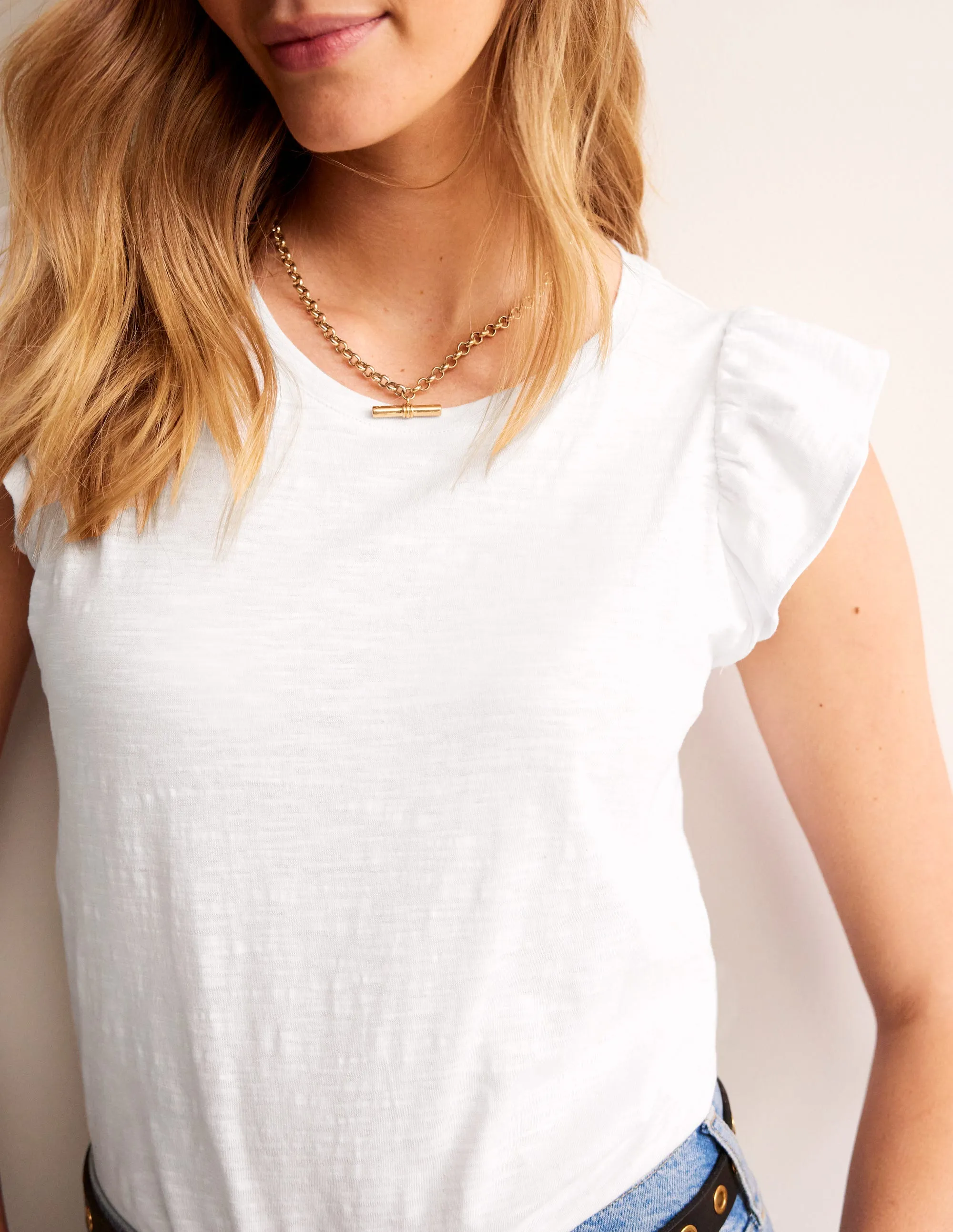 Cotton Flutter Top-White