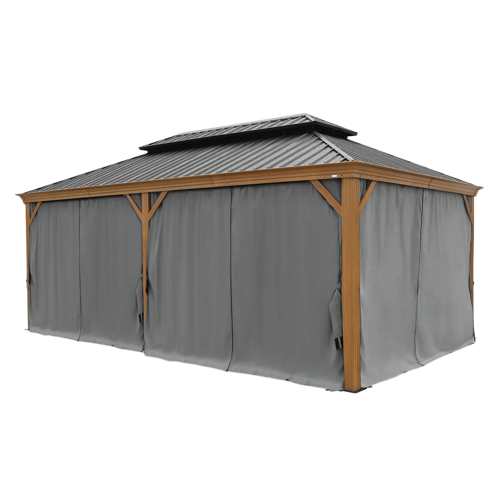Delta 12X20 ft Patio Gazebo with Netting & Curtains - Black