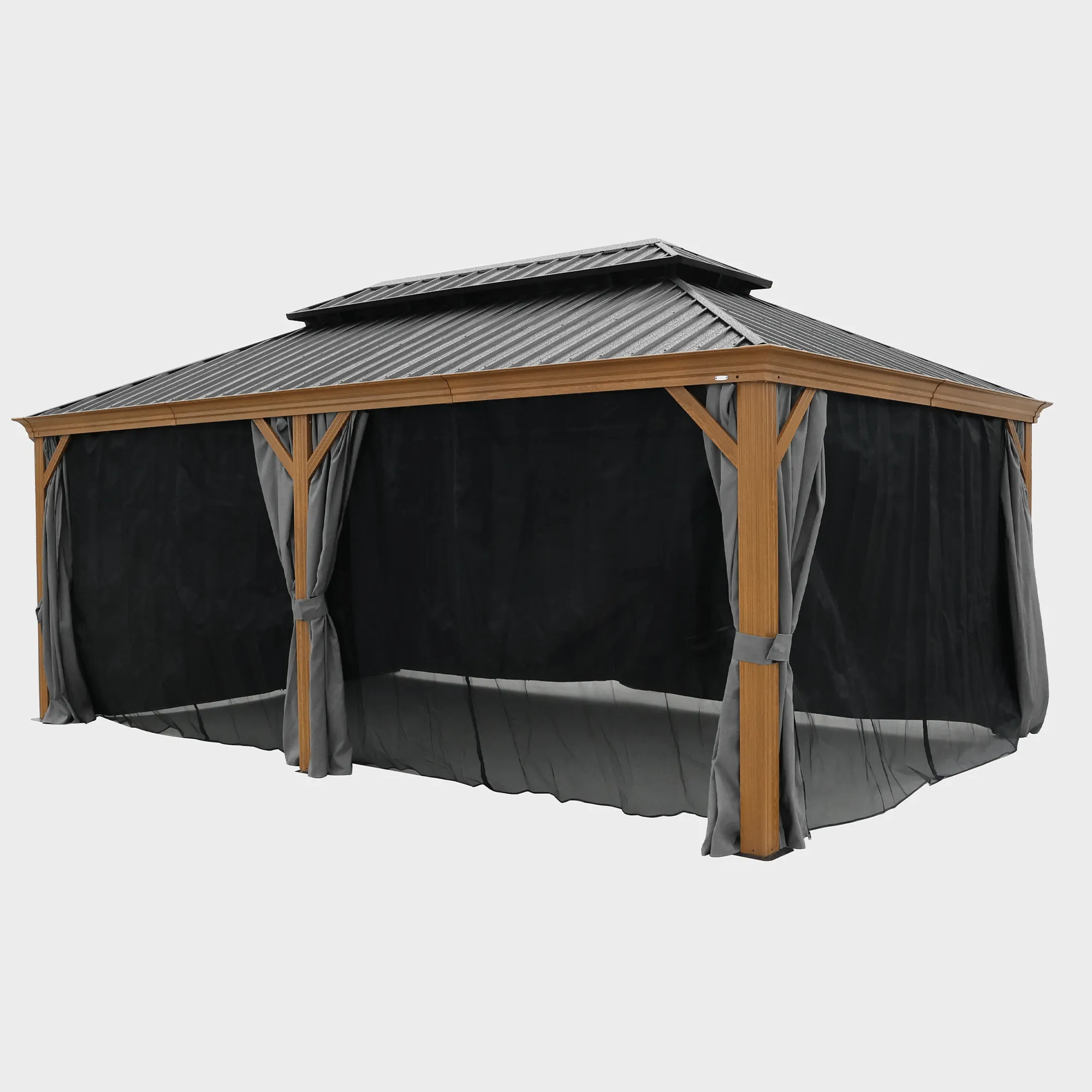Delta 12X20 ft Patio Gazebo with Netting & Curtains - Black