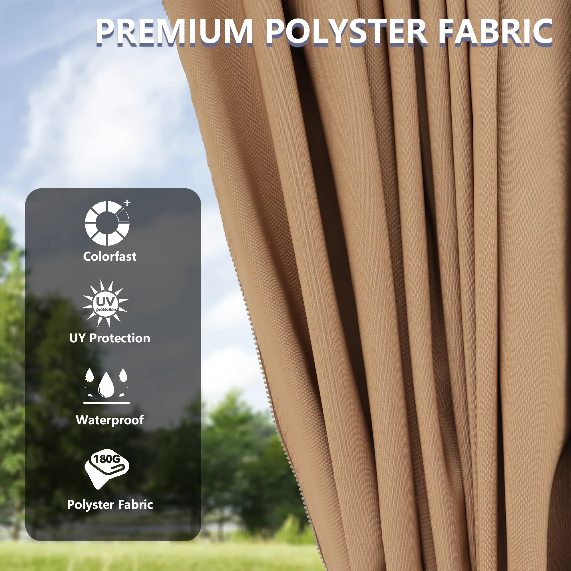 Delta 12X20 ft Patio Gazebo with Netting & Curtains - Brown