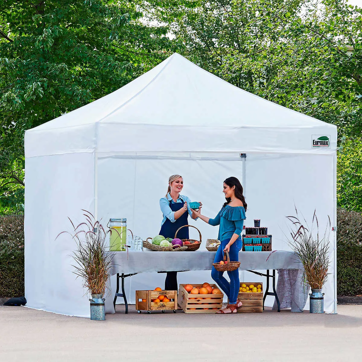 Eurmax Premium 10' x 10' Instant Canopy Tent White with Enclosure Sidewalls