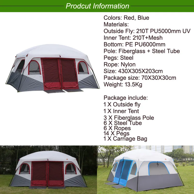 Family Camping Tents Waterproof Cabin Outdoor Tent for 8 10 12 Person Event Marquee Tents
