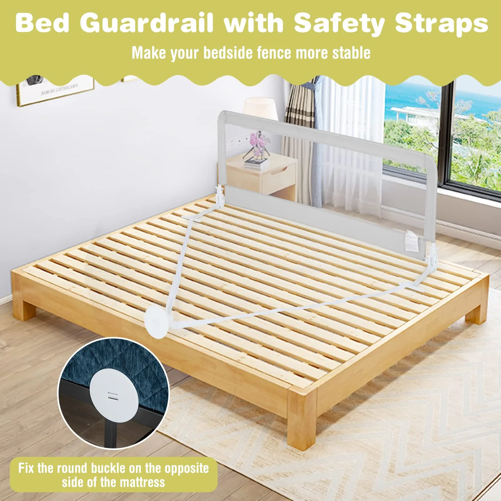 INFANS Bed Rails for Toddlers, Foldable Safety Baby Crib Rail Fit for Kids Twin, Extra Long Swing Down Bed Guardrail