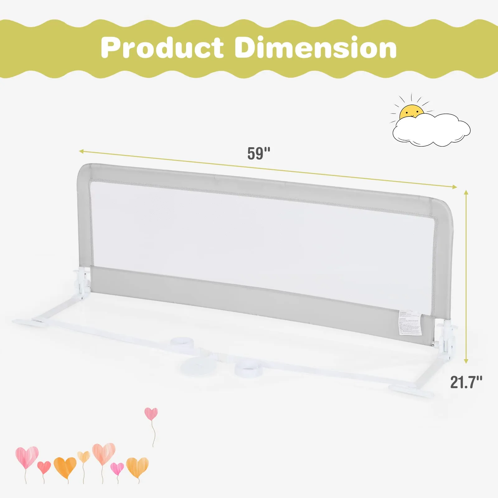 INFANS Bed Rails for Toddlers, Foldable Safety Baby Crib Rail Fit for Kids Twin, Extra Long Swing Down Bed Guardrail