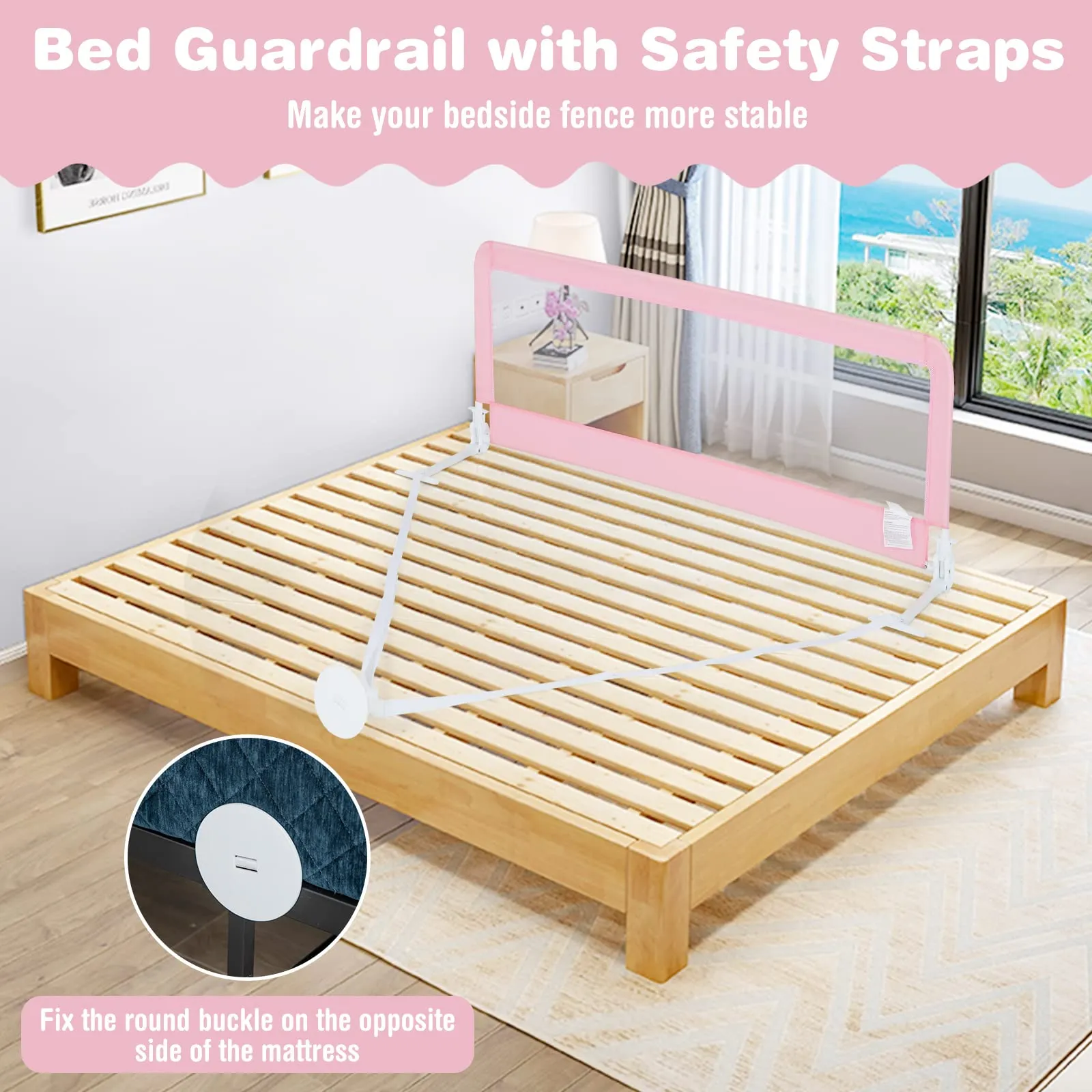 INFANS Bed Rails for Toddlers, Foldable Safety Baby Crib Rail Fit for Kids Twin, Extra Long Swing Down Bed Guardrail