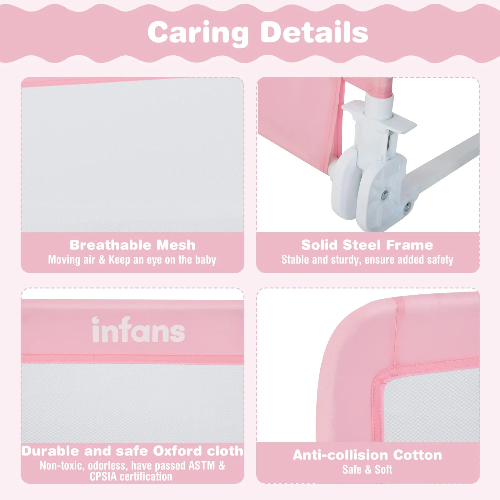 INFANS Bed Rails for Toddlers, Foldable Safety Baby Crib Rail Fit for Kids Twin, Extra Long Swing Down Bed Guardrail