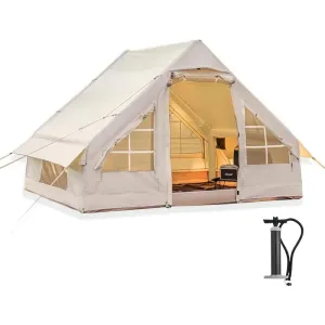 Inflatable Camping Tent Glamping Tents, Easy Setup 4 Season Waterproof Windproof Outdoor Blow Up Tent, Luxury Cabin Tent