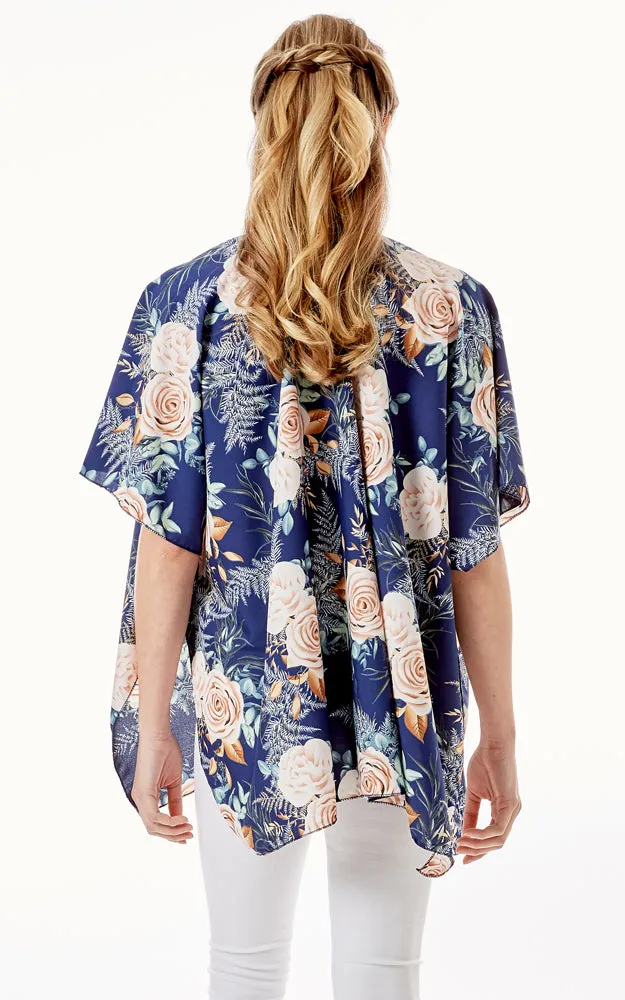 LOF1274 Rose Print Cover Up Kimono