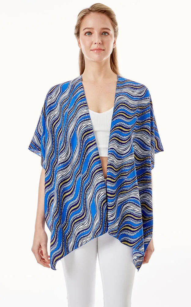 LOF1275 Wavy Stripes Lurex Cover Up Kimono