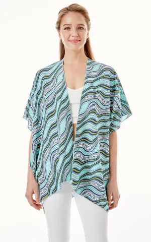 LOF1275 Wavy Stripes Lurex Cover Up Kimono