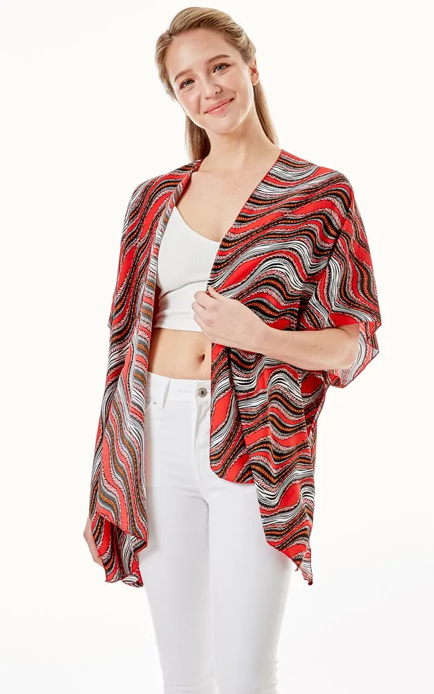 LOF1275 Wavy Stripes Lurex Cover Up Kimono