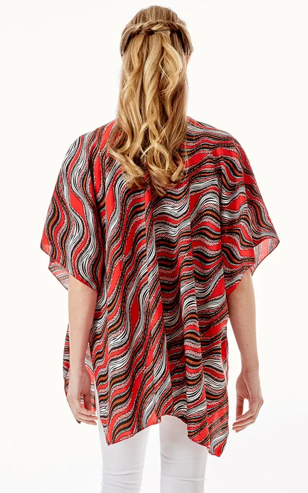 LOF1275 Wavy Stripes Lurex Cover Up Kimono