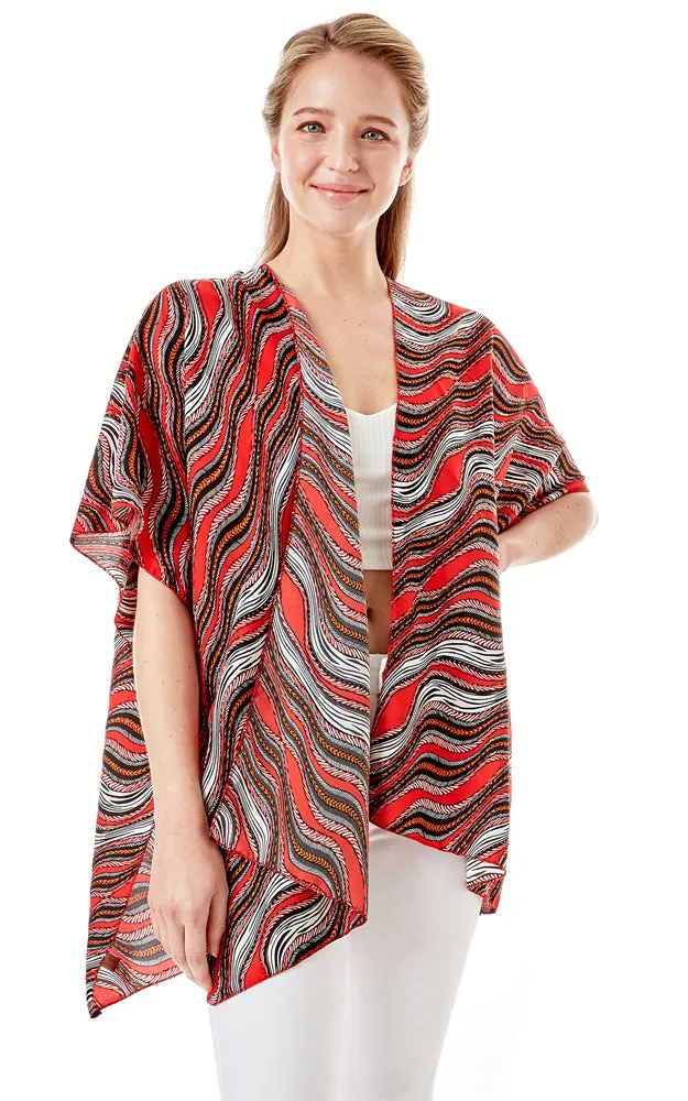 LOF1275 Wavy Stripes Lurex Cover Up Kimono
