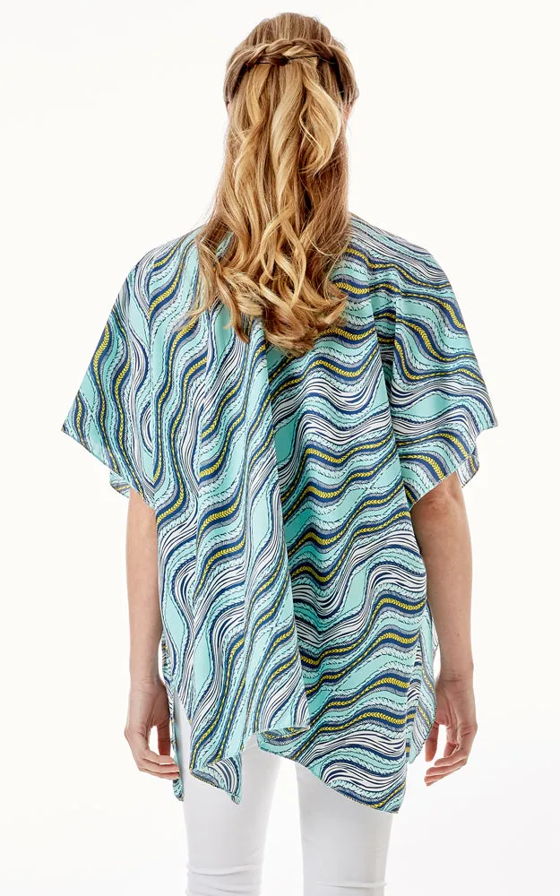 LOF1275 Wavy Stripes Lurex Cover Up Kimono