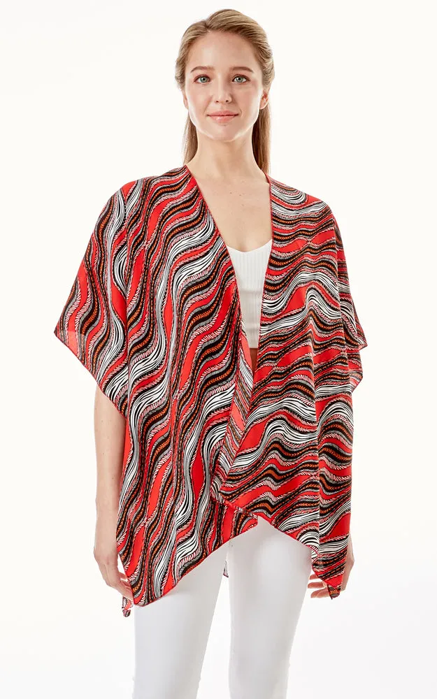 LOF1275 Wavy Stripes Lurex Cover Up Kimono