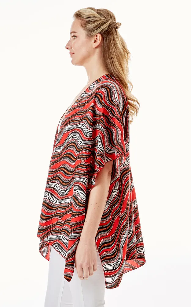 LOF1275 Wavy Stripes Lurex Cover Up Kimono