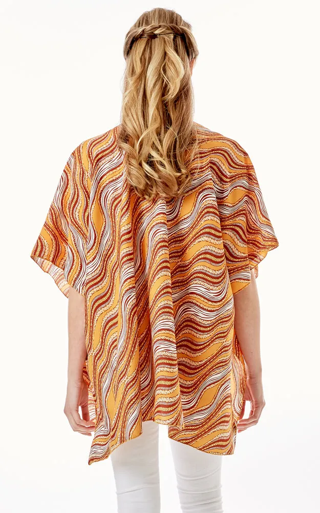 LOF1275 Wavy Stripes Lurex Cover Up Kimono