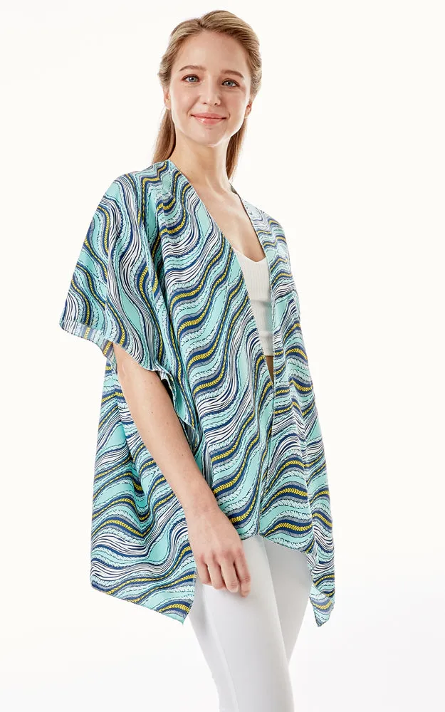 LOF1275 Wavy Stripes Lurex Cover Up Kimono