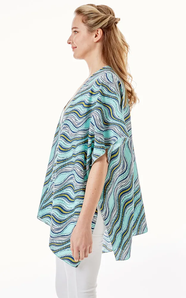 LOF1275 Wavy Stripes Lurex Cover Up Kimono