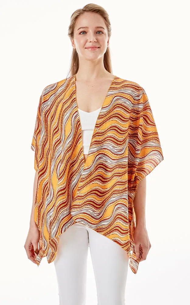 LOF1275 Wavy Stripes Lurex Cover Up Kimono