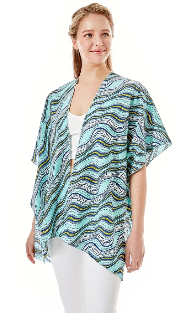 LOF1275 Wavy Stripes Lurex Cover Up Kimono