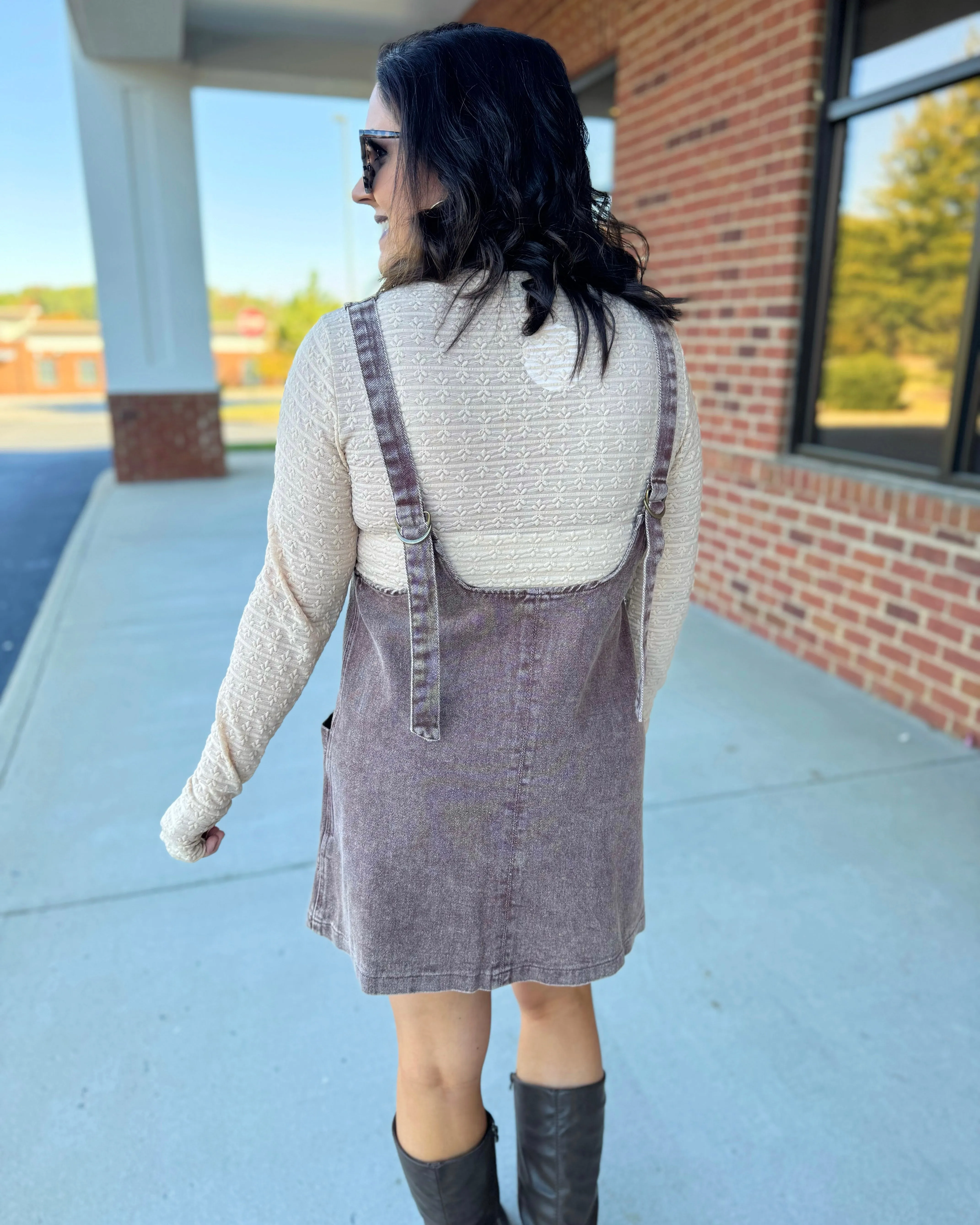 Maria Overall Dress in Brown FINAL SALE