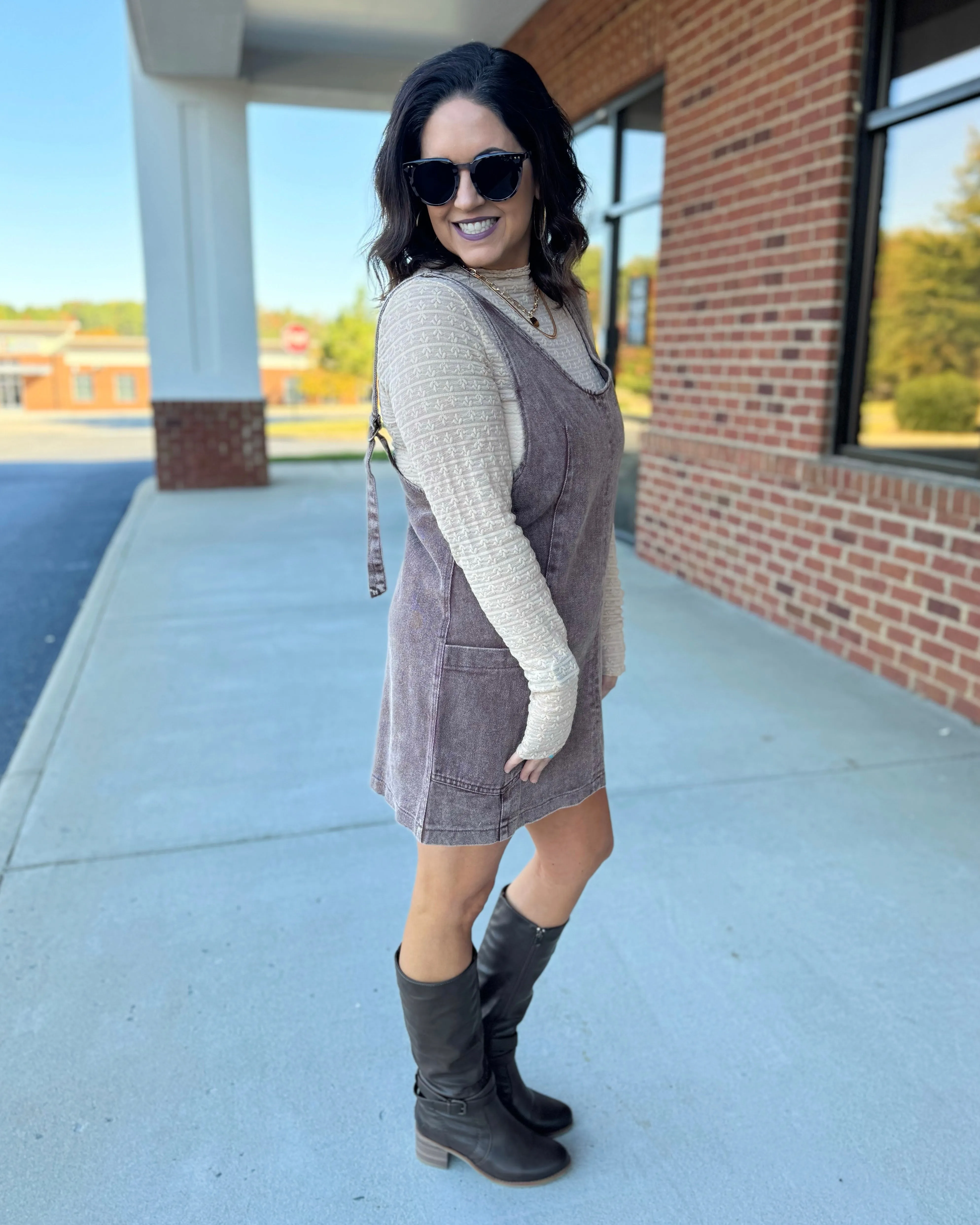 Maria Overall Dress in Brown FINAL SALE