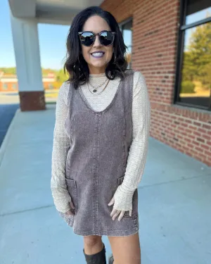 Maria Overall Dress in Brown FINAL SALE