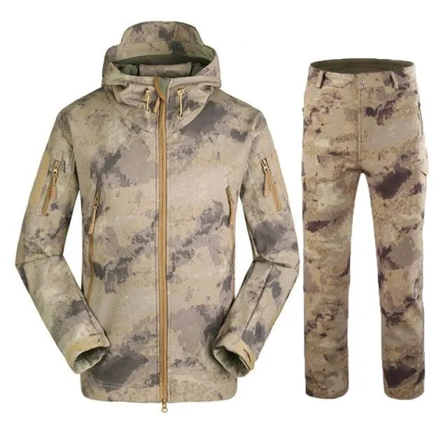 Men Camouflage Jacket Sets Outdoor Shark Skin Soft Shell Windbreaker Waterproof Hunting Clothes Set Military Tactical Clothing