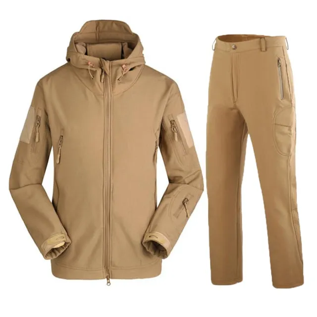 Men Camouflage Jacket Sets Outdoor Shark Skin Soft Shell Windbreaker Waterproof Hunting Clothes Set Military Tactical Clothing