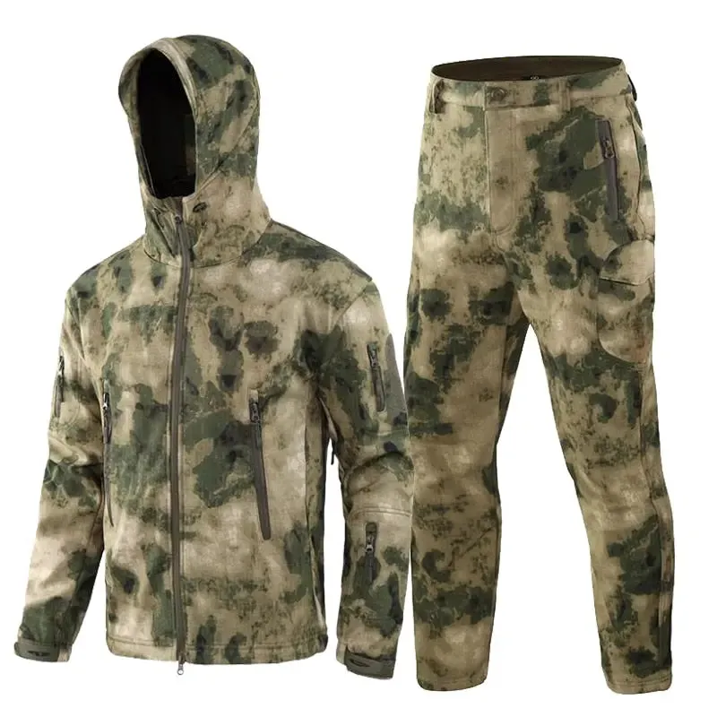 Men Camouflage Jacket Sets Outdoor Shark Skin Soft Shell Windbreaker Waterproof Hunting Clothes Set Military Tactical Clothing
