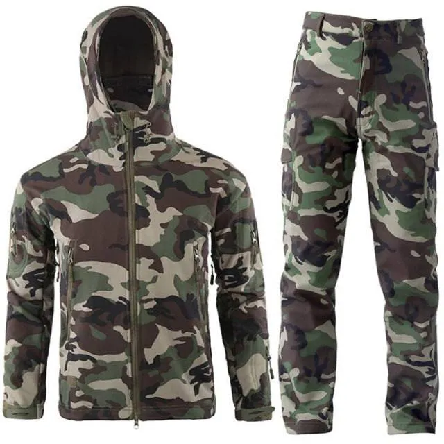 Men Camouflage Jacket Sets Outdoor Shark Skin Soft Shell Windbreaker Waterproof Hunting Clothes Set Military Tactical Clothing