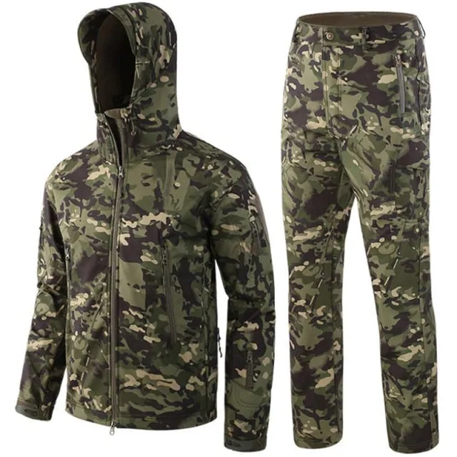 Men Camouflage Jacket Sets Outdoor Shark Skin Soft Shell Windbreaker Waterproof Hunting Clothes Set Military Tactical Clothing